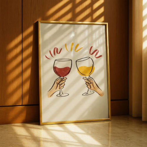 Set of 3 - Pop, Clink, Celebrate – Wine Lover Gift Illustration Set