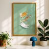 Playful Kitties Print - Jumping Cats  Art - Sage Green Kids Room