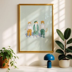 Hip Hop Cats Art Print - Cool Cat Poster - Streetwear Vibe Decor