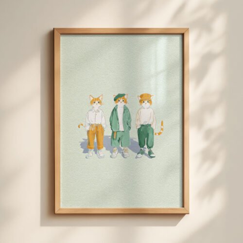 Hip Hop Cats Art Print - Cool Cat Poster - Streetwear Vibe Decor