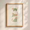 Set of 3 - Dancing Trio - Cute Dancing Cat Illustration Set