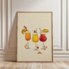 3-cocktail-glasses_7 Trio of Summer Cocktails - Kitchen Wall Decor - Colorful Drinks Illustration