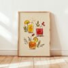 3-glass-drinks_6 Trio of Summer Cocktails - Kitchen Wall Decor - Colorful Drinks Illustration