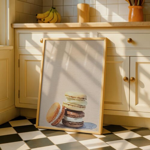 image.png French Macarons Stack Print - Patisserie Wall Art - Sweet Dessert Illustration