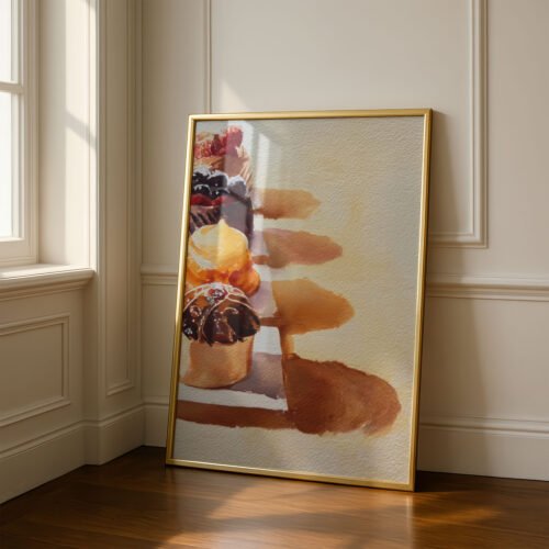 Selection of Sweet Pastries Print - Cafe Corner Decor - Delicious Food Wall Art