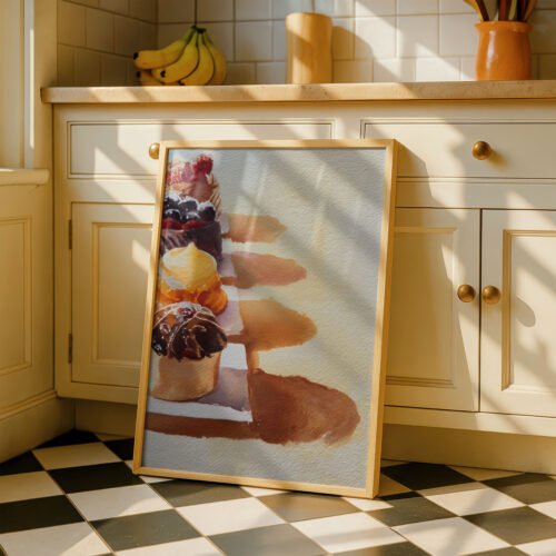 Selection of Sweet Pastries Print - Cafe Corner Decor - Delicious Food Wall Art