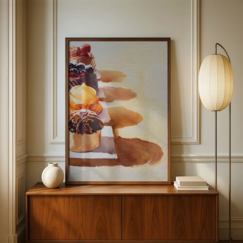Selection of Sweet Pastries Print - Cafe Corner Decor - Delicious Food Wall Art