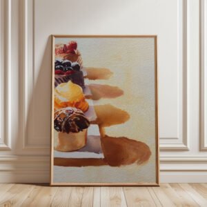4-pastries-vertical_4 Selection of Sweet Pastries Print - Cafe Corner Decor - Delicious Food Wall Art