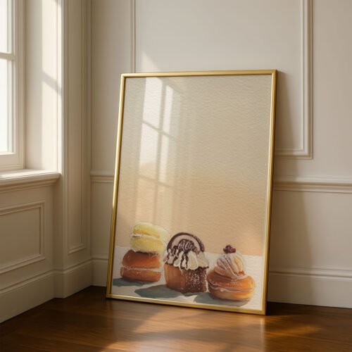 image.png Stack of Sweet Pastries Print - Dessert Lover Gift - Bakery Counter Wall Art