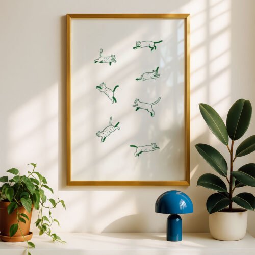 image.png Whimsical Kitty Pattern - Minimal Line Art - Cat Lover Gift Idea