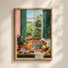 Open Window Garden View Print - Sunny Summer Room Decor - Green Aesthetic Art