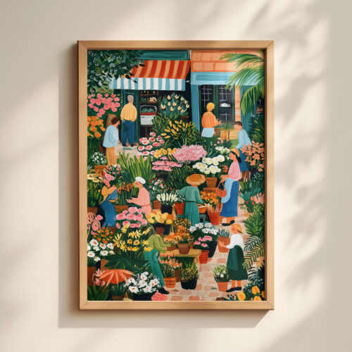 Set of 4 - A Weekend in Provence - Flower Market and Cafe Wall Art