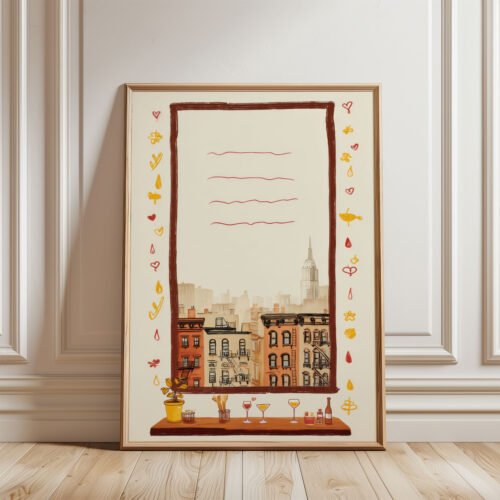 Bar-corner-window_7 City Bar View Art - Urban Window Scene - Relaxing Rain Vibes Print