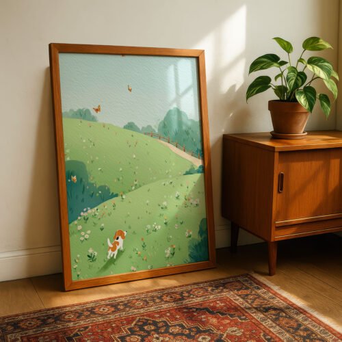 image.png Beagle Nursery Wall Decor – Cute Dog in Nature Print – Gift for Beagle Lover