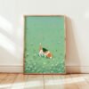 Beagle-sniffing-flower-meadow_4 Beagle Nursery Wall Decor – Cute Dog in Nature Print – Gift for Beagle Lover