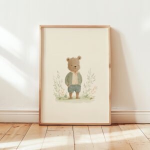 Vintage Bear Boy Art Print - Woodland Nursery Decor - Cute Animal in Suit Poster