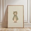 Vintage Bear Girl Art Print - Bear in Dress Illustration - Cottagecore Nursery Decor
