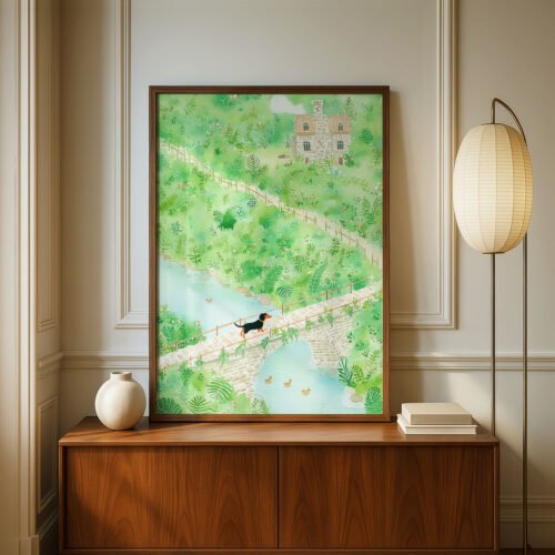 image.png Dachshund Nursery Wall Art – Whimsical Forest Dog Print – Gift for Weiner Dog Lover