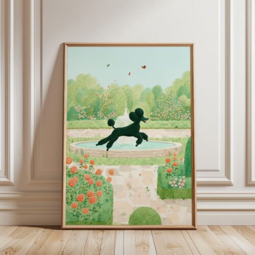 Poodle Nursery Print - Gift for Poodle Mom - Puppy Garden Watercolor Art