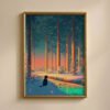 Black Cat Walking in the Magical Winter Night Forest – Mystical Night Art
