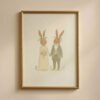 Rabbit Wedding Art Print - Bunny Bride and Groom - Forest Love Gift