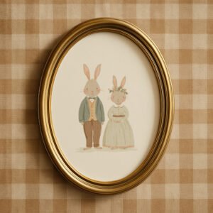 Bunny-couple_4 Bunny Rabbit Couple Print - Romantic Animal Art - Valentine's Day Gift