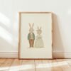 Bunny Rabbit Couple Print - Romantic Animal Art - Valentine's Day Gift