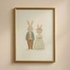 Bunny Rabbit Couple Print - Romantic Animal Art - Valentine's Day Gift
