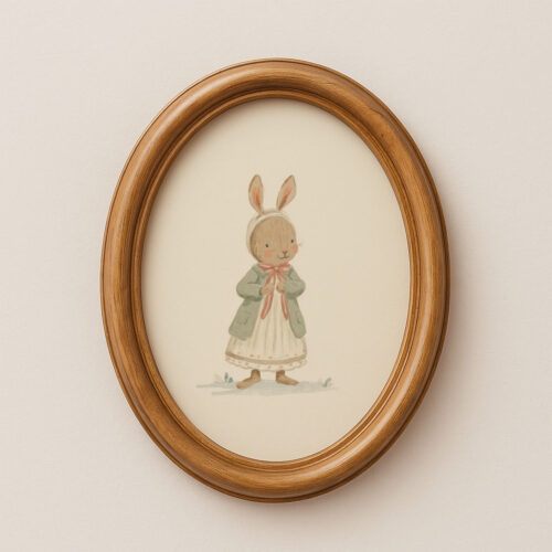 Vintage Bunny Girl Print - Rabbit in Dress Art - Cottagecore Room Decor