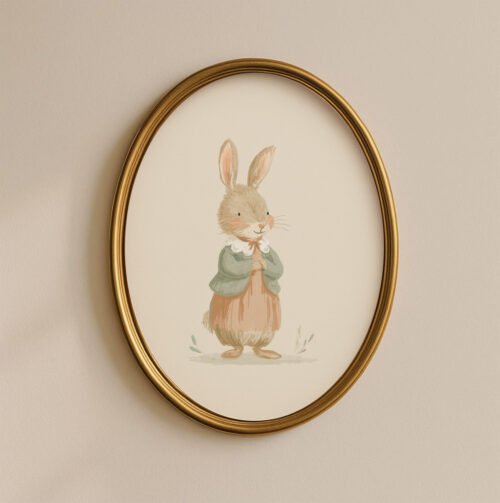 Bunny-girl-2_2 Set of 6 - Little Dreamers - Storybook Nursery Animal Art Set