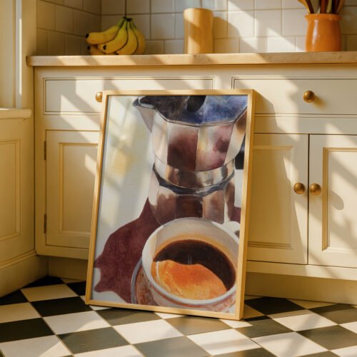 image.png Italian Moka Pot Coffee Print - Espresso Lover Gift - Morning Routine Wall Art