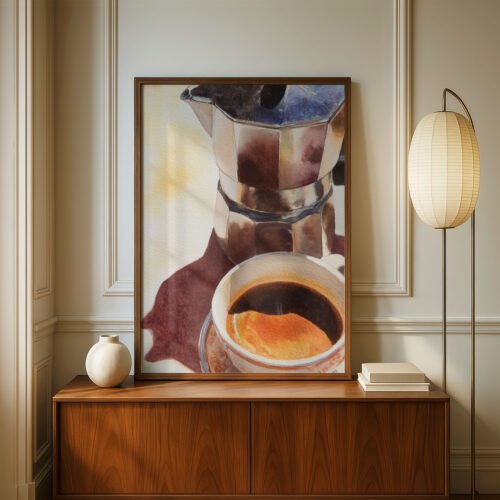 image.png Italian Moka Pot Coffee Print - Espresso Lover Gift - Morning Routine Wall Art