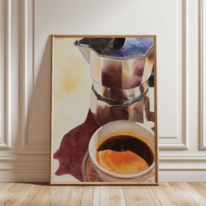 Italian Moka Pot Coffee Print - Espresso Lover Gift - Morning Routine Wall Art