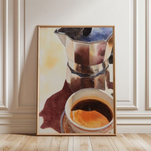 Cafe-moka_4 Italian Moka Pot Coffee Print - Espresso Lover Gift - Morning Routine Wall Art