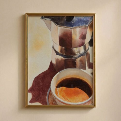 Cafe-moka_5 Italian Moka Pot Coffee Print - Espresso Lover Gift - Morning Routine Wall Art