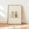 Cat Couple Illustration - Romantic Kitty Print - Whimsical Love Art