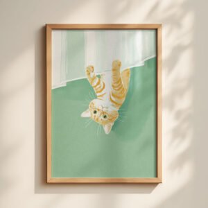 image.png Cat Hiding Behind Curtain - Playful Kitty Print - Hide and Seek Art