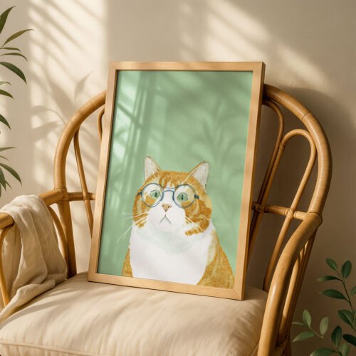 image.png Stylish Cat with Glasses Print - Cute Kitty Art - Hipster Cat Print