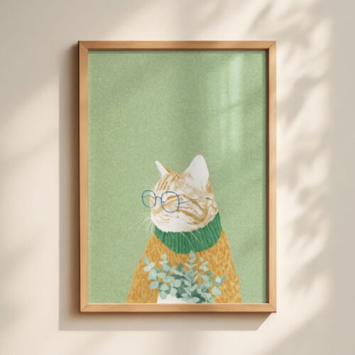 Set of 6 - Ginger & Matcha The Complete Set - Sage Green Animal Illustration Set