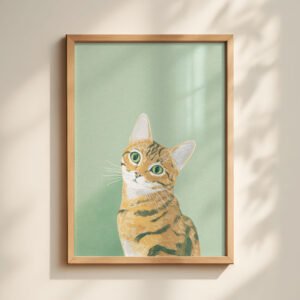 Curious Ginger Cat Print - Head Tilt Art - Cute Animal Portrait