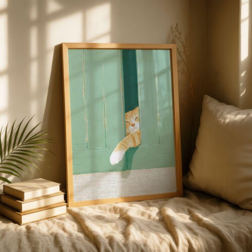Cat Paw Reaching Print - Doorway Kitty Art - Funny Hello Sign