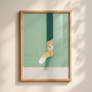 Cat Paw Reaching Print - Doorway Kitty Art - Funny Hello Sign