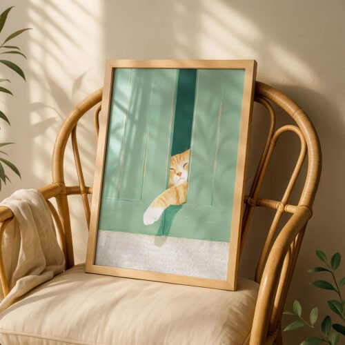 Cat Paw Reaching Print - Doorway Kitty Art - Funny Hello Sign