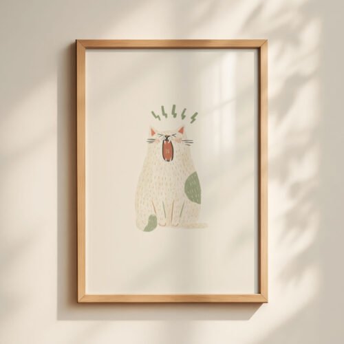 image.png White Cat Screaming - Dramatic Kitty Art - Cute Wall Decor