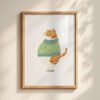 Cat Profile Portrait Left & Right - Matching Set Art - Sage Green Decor