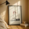 image.png Black Cat with Red Headphones Print, Wall Decor