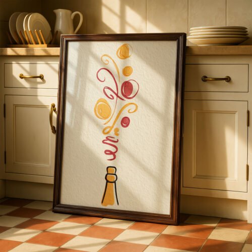image.png Champagne Toast Art - Bubbly Drink Print - Celebration Wall Decor