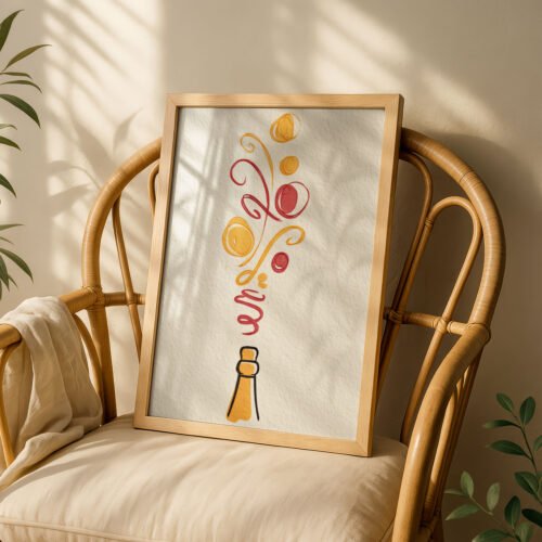 image.png Champagne Toast Art - Bubbly Drink Print - Celebration Wall Decor