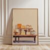 Rustic Cheese Stand Print - Fromagerie Wall Art - Gourmet Food Illustration