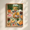 Feast Art Print - Picnic Table Decor - Maximalist Food Illustration